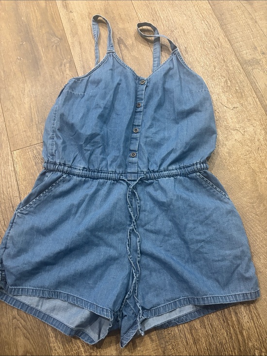 Old Navy Pants - Old Navy Light Blue Denim Sleeveless Romper with Drawstring
